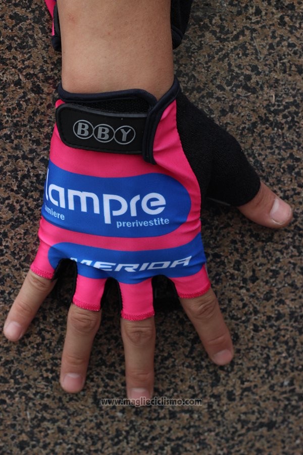 2014 Lampre Guanti Corti Ciclismo Rosso